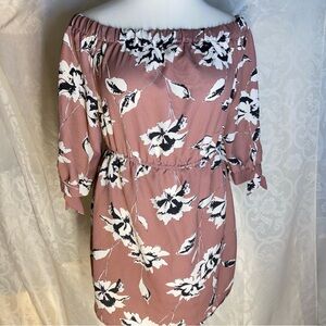 A Hint Of Blush Floral Print Dress in dusty pink and Black size XL